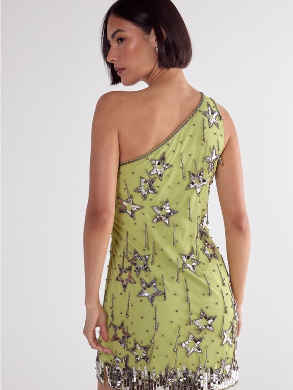 Nasty Gal Star Sequin Tassel One Shoulder Mini Dress